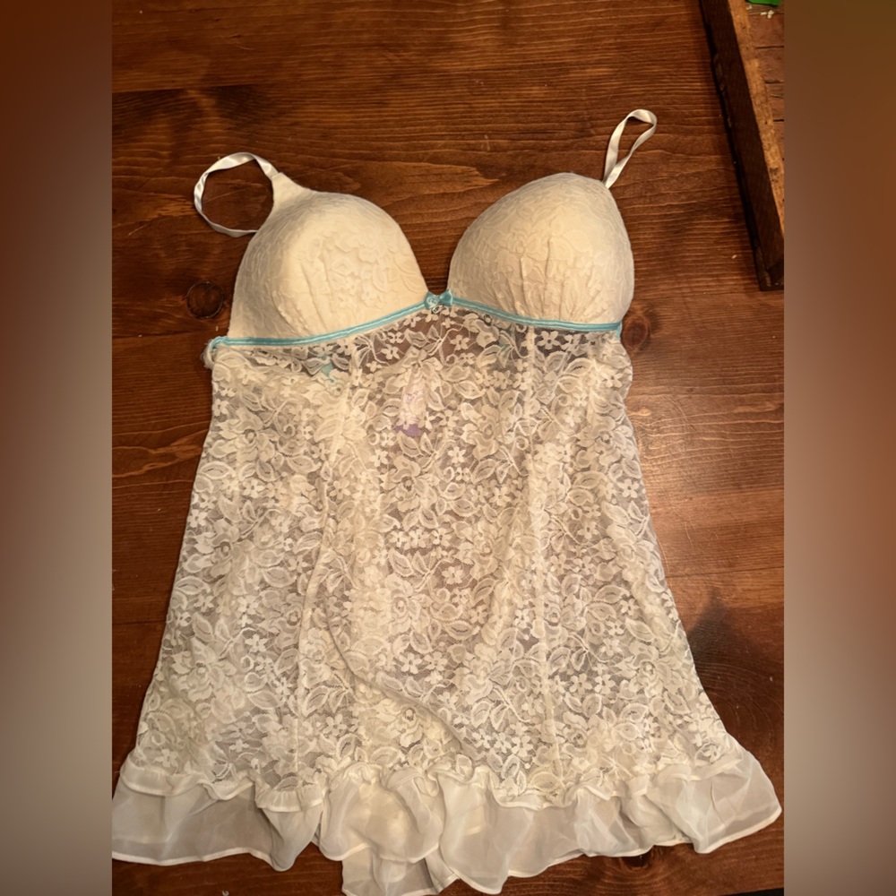 Secret Treasures Lace Chemise in Cream and Blue